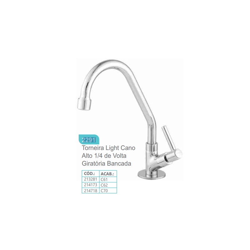 torneira de mesa rainha light cano alto 2291